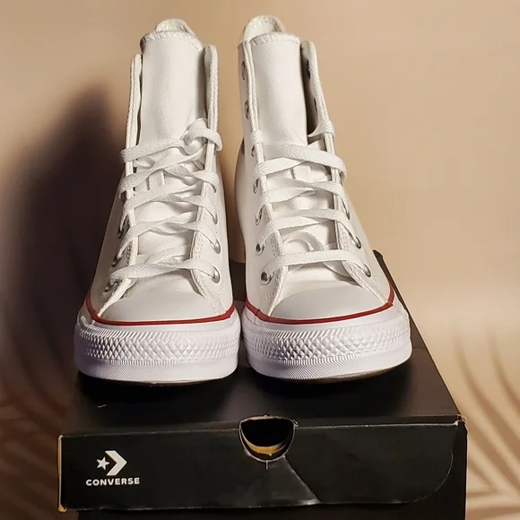 Converse All-Star White Wedge High-Tops - Picture 1 of 4